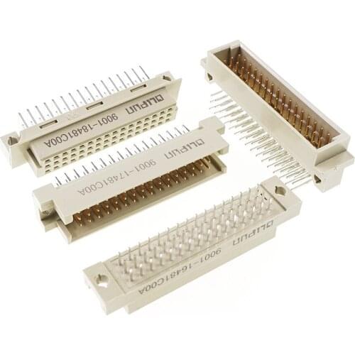 5pcs DIN 41612 Connector 3 Rows 48 Pin Din Female Sockets Receptacle Right Angle Through Hole 3x16 48 Pin Pitch 2.54mm