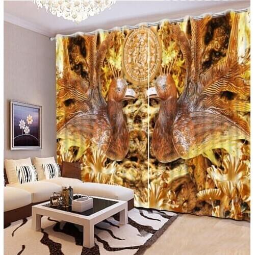 Relief curtains Luxury Living Room Curtains 3D Curtains For The Bedroom Kitchen Modern Window golden curtains