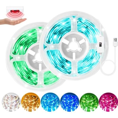 Hand Sweep Sensor LED Light Strip SMD2835 DC 5V 2A USB Smart Dimmable Tape Diode TV Backlight Room Kitchen Night Lamp 3M - 5M