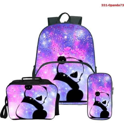 Animal Panda Print Backpack Bag College Bookbag Mochila 3pcs/set Teen Girls Boy Backpack Lovely Panda SchoolBag Pencil Case