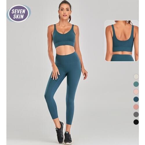 SEVEN SKIN 2PCS Women Sportswear Gym Fitness Yoga Clothing Set Seamless Running Leggings+Sport Bra Workout Athletic Suit Clothes