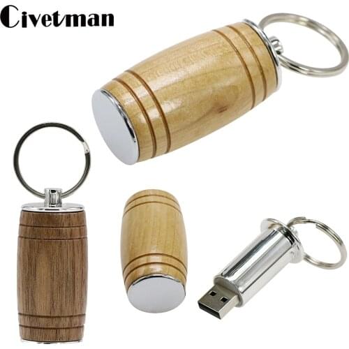 Wood Beer Barrel Casks USB 2.0 Flash Drive Maple Wine Bucket Pendrive 8GB 16GB 32GB 64GB 128GB 256GB USB Stick Memory Flash Disk