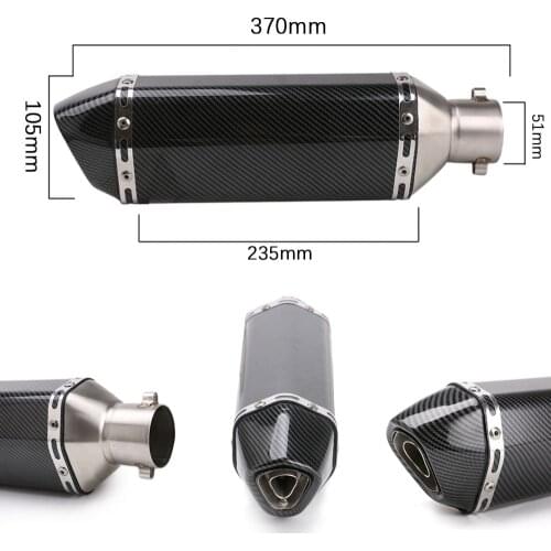Exhaust Muffler Carbon Fiber 1.5-2"Inlet/Removable DB Killer for Sport Motorcycles and Scooters 38-51mm Diameter Exhaust Pipes