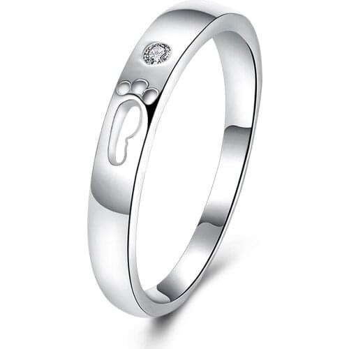 ZEMIOR 925 Sterling Silver Rings For Women With Zircon Cute Romantic Footprints Ring Party Female Fine Jewelry New Arrival