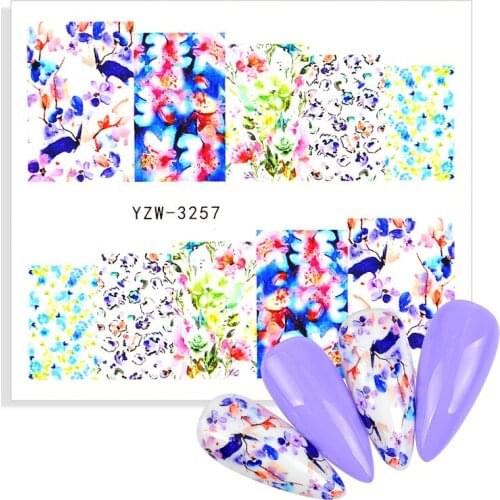 1pcs Colorful Flower Leaf Water Nail Stickers Decals Mixed Floral Watermarks Manicure Sliders Nail Art Decoration