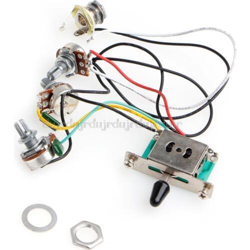 1Pc Strat Guitar 5-Way Switch 500k Pots Knobs Wiring Harness Pickup Guitar Parts N06 dropship