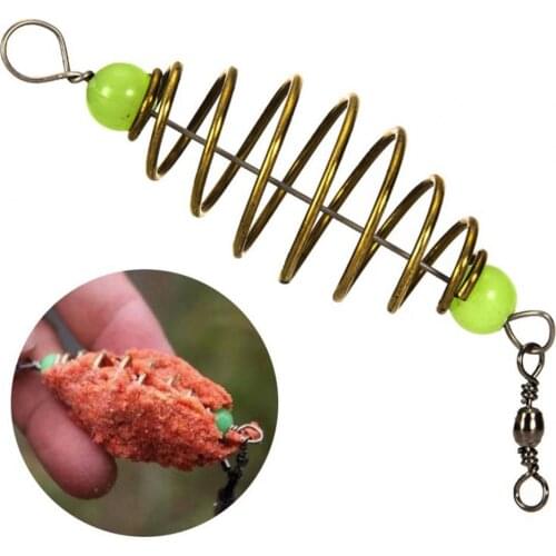 10Pcs Bait Spring Olive Shape Inline Alloy Copper Fishing Rig Bait Feeder Cages for Bream Fishing Rig Bait
