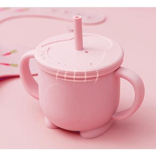 160ml Elastic Water Cup Anti-slid Silicone Clear Scale Heat Insulation Feeding Cup for Home Children Baby Learning Drinkware