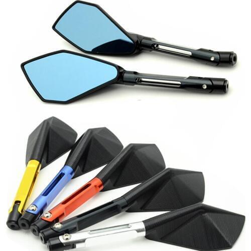 2PCS Universal 7/8" CNC Motorcycle Mirrors Larger Rearview Side Mirror 8mm/10mm Lever Trim