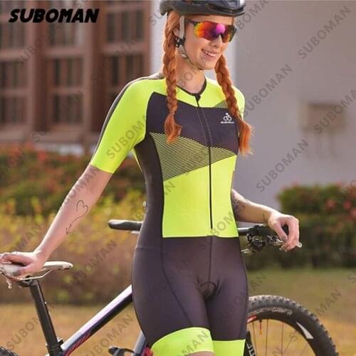 2021 suboman Summer bike Triathlon One Piece Clothes Suit Women short Sleeve mountain bike Skinsuit Sport Set Jumpsuits Ciclismo