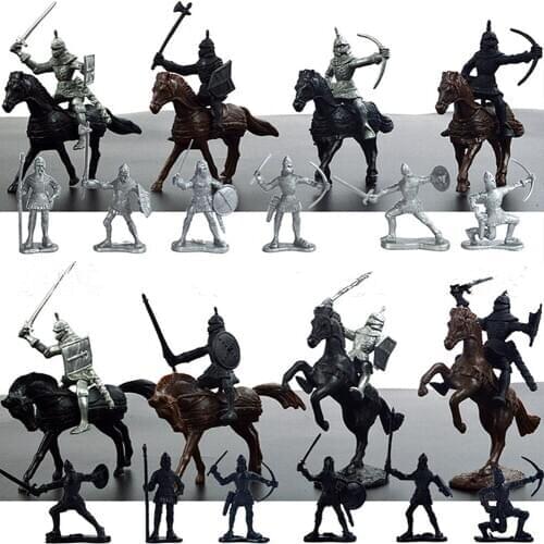 28pcs/lot Home Play Soldier Model Educational Medieval Static Gifts Kids Toy DIY Military Mini Children Horses Figures