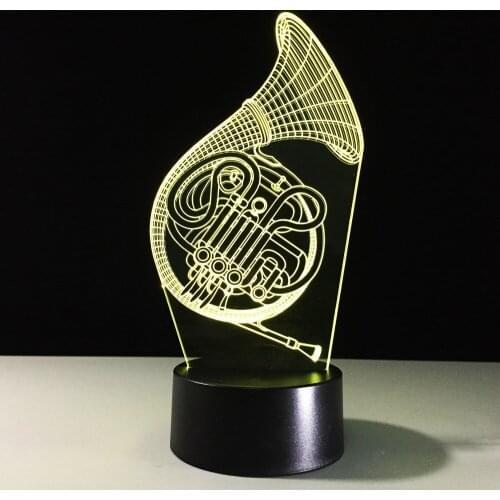 French Horn 3D Night Lamp Musical Instrument Table Lamp 7 Color Changing Led Lights Home Bedroom Decor for Friends Gift