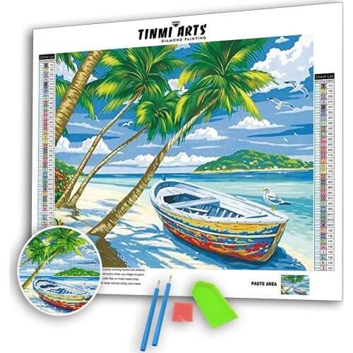 5D Diamond Painting Seaside Full Round AB Drills Kits DIY Mosaic Cross Stitch Pattern Landscape Handmade Embroidery Wall Decor