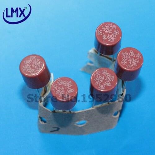 100pcs/lot Cylinder Fuse 382 SERIES T3.15A 250V RED
