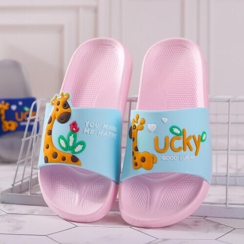Childrens Slippers Boys and Girls Antiskid Home Room Cartoon Bathroom Slippers Women Shoes Fashion Shoes Dinosaur Giraffe