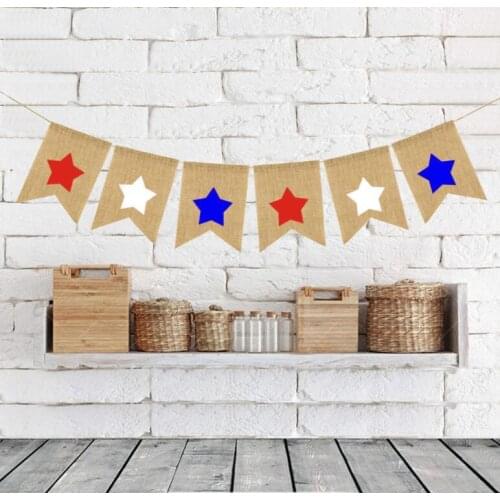 Burgee flags Independence Days five-pointed star Swallowtail Banners American National Day String Flag Bunting Banner Party