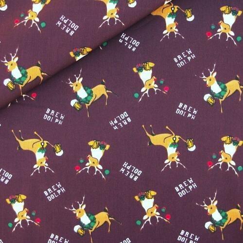 140cmx50cm Cotton Woven Fabric - Deers on chocolate background