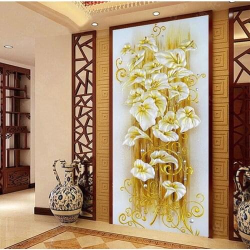 New Lily Flowers Diamond embroidery full square round Diamond Painting Cross Stitch Bright Vertical Print Picture