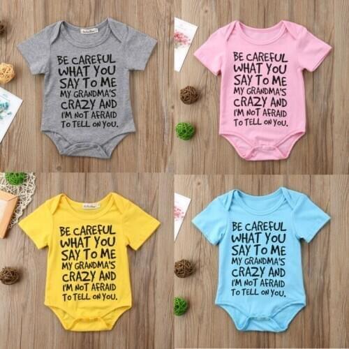 Newborn Baby Boy Girl Toddler Grandma Jumpsuit Clothes Outfits