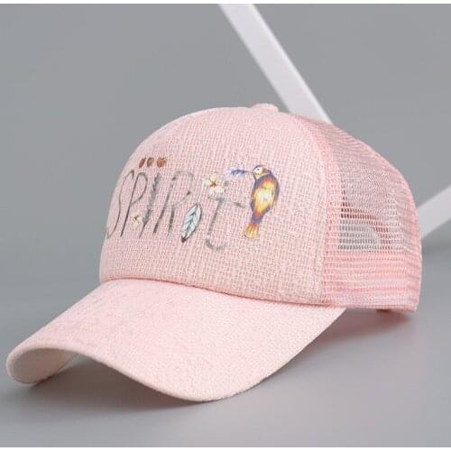 Creative Cartoon Sun Hat Korean Summer Female Wild Embroidery Baseball Cap Bright Silk Mesh Sunscreen Cap Tide