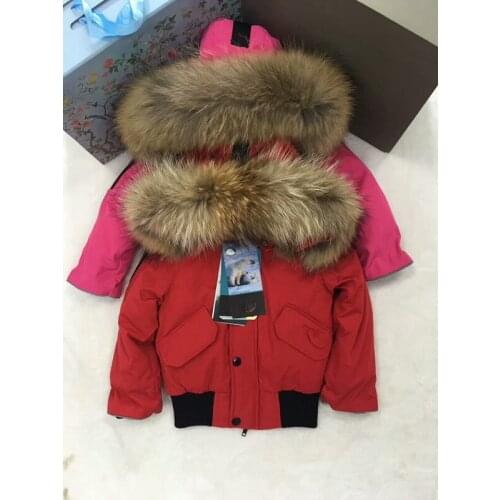 80cm -145cm 2019 Winter Jacket Children down jackets duck down Fur hooded girl boy outerwear ski
