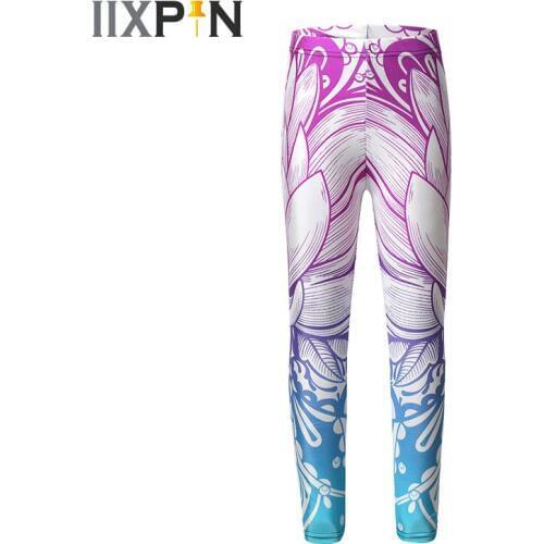Kids Dance Leggings Girls Trousers Soft 3D Digital Printed Pattern Skinny Fit Pants Tights Children Party Ballet Dance Costume