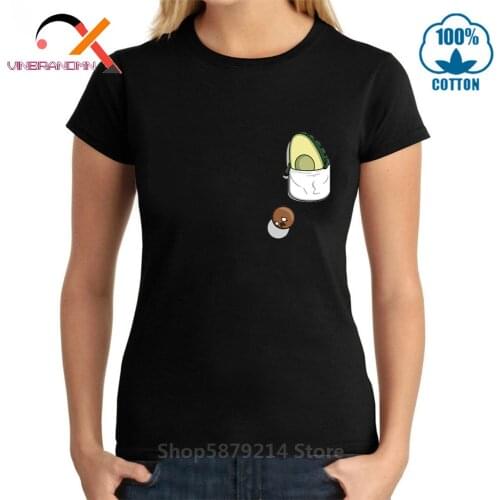 Lifesome Cartoon T shirt woman Kawaii avocados t shirts foodie fruit Tees Funny Cute pocket avocado T-shirts camisetas harajuku