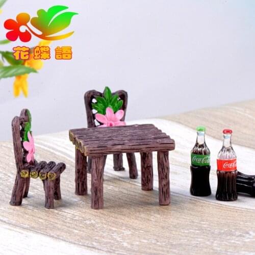 1 set Mini Home furniture Table and Chair Fairy Garden Miniatures Terrarium Figurines Doll House Decor Doll House Accessories