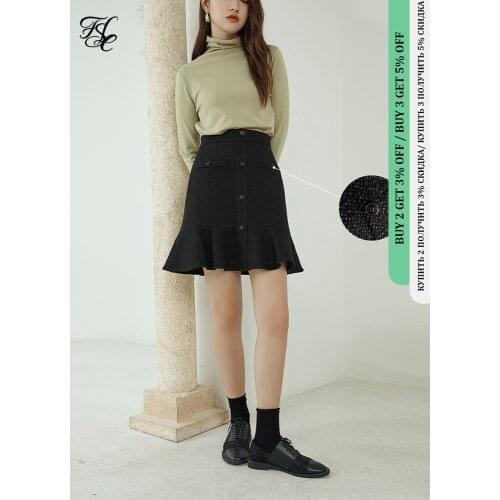 FANSILANEN Wool blend lurex turmpet mini skirt Women high waist ruffle short bodycon skirt Autumn winter elegant polka dot skirt