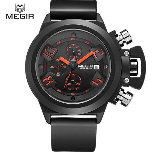 MEGIR2002 Fashion waterproof quartz watch for men sports running silicone chronograph quartz wrist watch man free shipping