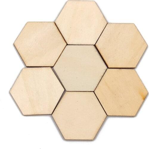 50pcs 60mm Unfinished Wood Pieces Hexagon Shaped Wooden Cutouts for DIY Crafts,Painting,Christmas,Home Decorations