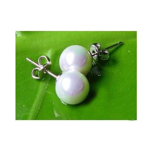 New Favorite Pearl Earring Excelent 10mm White Color Sea Shell Pearl S925 Silver Stud Earring Wedding Birthday Fine Jewelry