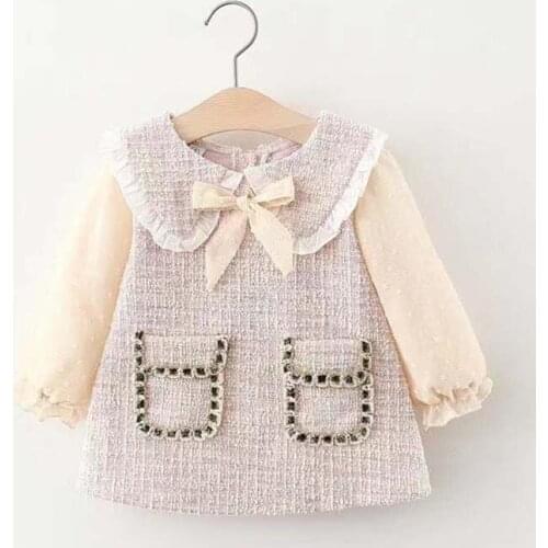 KEAIYOUHUO New Autumn Baby Girl Dress Western Style Bow Princess Dress Long Sleeve Dress Knee-length Dress Baby Girl Clothing 2Y