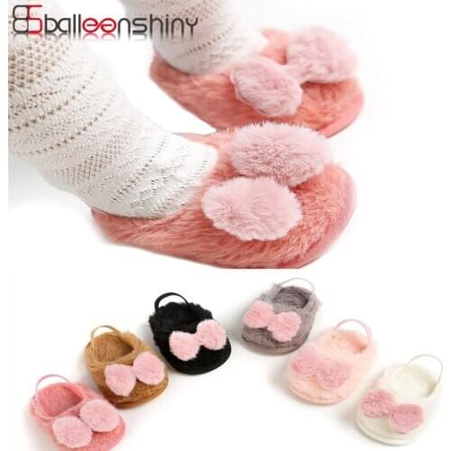 12CM Soft Sole Baby Toddler Shoes for 7-13months Baby Newborn Infant Girls Crib Shoes Soft Plush Bow Princess Shoes Girls Gifts