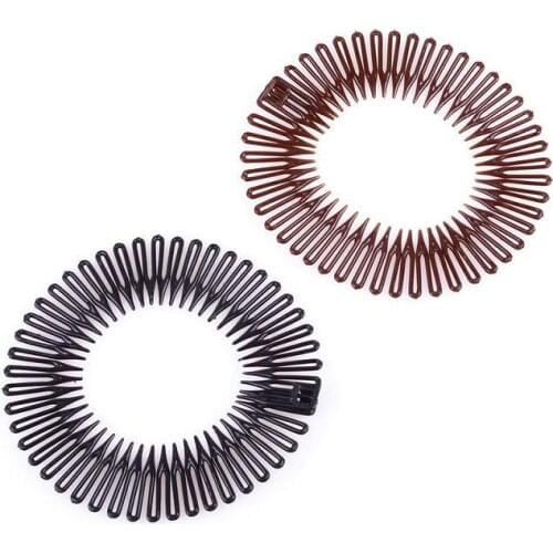 5Pcs/Lot Plastic Full Circle Stretch Flexible Comb Teeth Headband Hair Band Clip Face Wash Fixed Hair Accessories
