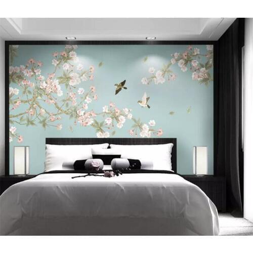 Custom Wallpaper 3d Large Photo murals Plain Magnolia Chinese Hand painted bird background wall painting 3d wallpaper