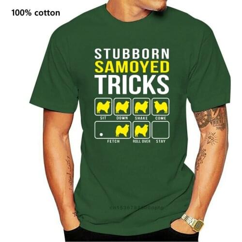 Fitted Samoyed Tricks Funny T Shirt Men Round Neck Short-Sleeve Cool Men T Shirts Pop Top Tee