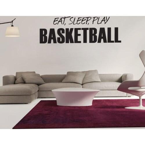 Eat Sleep Play Basketball PVC Wall Sticker Sports Wallpaper Decoration Simple Living Room Vinyl Art Home Decor Mural