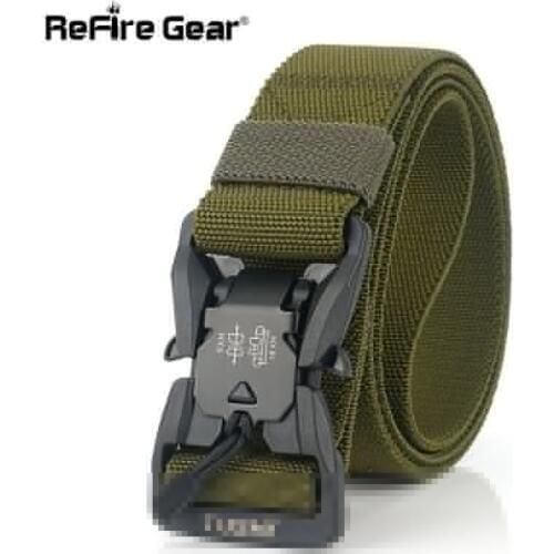 ReFire Gear Multicam Nylon Tactical Belt Men Magnetic Head Adjustable Quick Release Belts Waistbands Army Military Airsoft Gears
