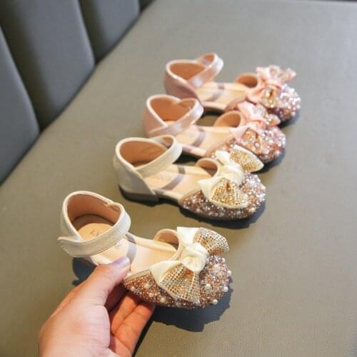3 6 9 12 Year Old Bow Rhinestone Sandals Children Fashion Pearl Sandals For Kids Sport Girl Dress Princess Elegant Summer Shoes