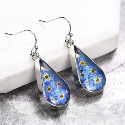 Huitan Vintage Dried Flower Unusual Earrings for Women Colorful Personality Accessories Retro Party Jewelry Female Surprise Gift