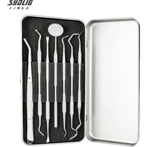 Dental Dentist Prepared Tool Set Stainless Steel Instruments Tweezer Hoe Sickle Scaler Mirror Tartar