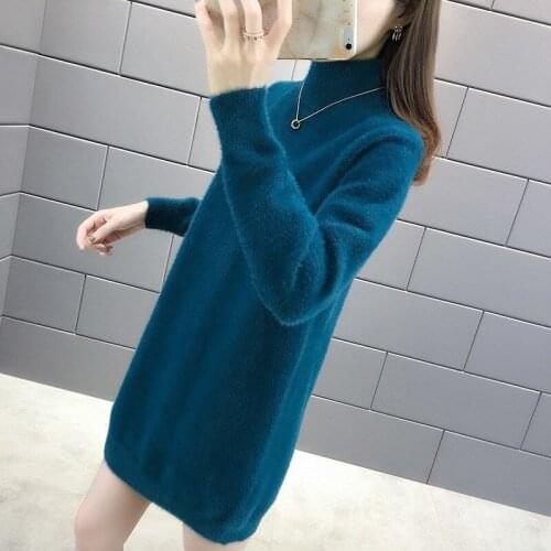 Womens Sweaters Plus Size Warm korean Long knitted pullover Loose Tops Imitation mink velvet 2021 Autumn Winter clothes Female