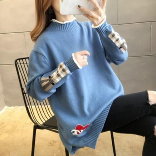 Large size Pullover Sweater Women 2020 Autumn Winter Korean Fashion Loose Thicken All-Match Solid Color Knitting Sweaters Female