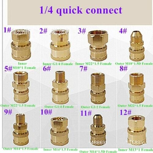 1pc 1/4" Quick Connect Coupler Adapter Car Clean Wash Pressure Washer Connector