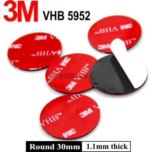 10pcs Diameter=30mm, 1.1mm thick, Strong 3M 5952 VHB Round Circle Double Adhesive Sticker for phone Support, Car Home Using