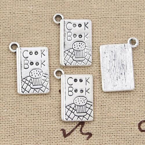 10pcs Charms Cook Book Recipe Kitchen 17x11mm Antique Making Pendant fit,Vintage Tibetan Silver color,DIY Handmade Jewelry