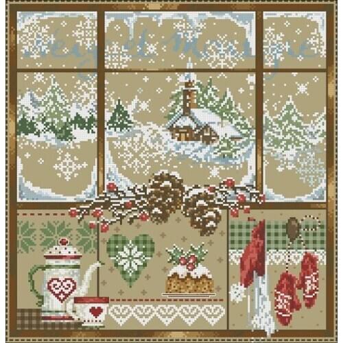 100% EGYPT cotton cross stitch kits long-staple cotton genuine self-made needle-kit Mrs Rafi - Christmas snow outside the window