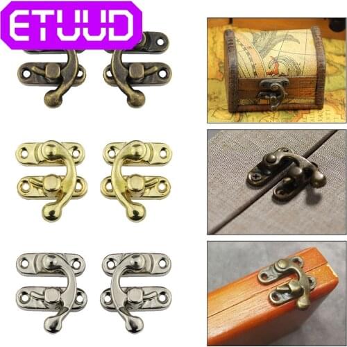 12x Case Latch Box Latch Gift Box +Screws Mini Antique Bronze Iron Decorative Hasp Padlock Hook Lock For Jewelry Brass Wooden