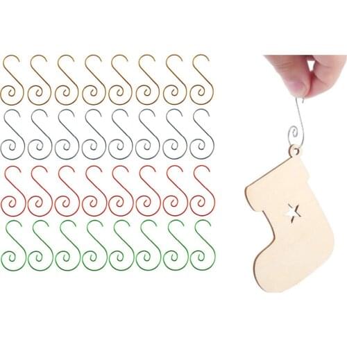 20pcs/Bag Metal S-Shaped Hooks Decorative Stainless Steel Hooks Hanger for Christmas Tree Pendants Keys